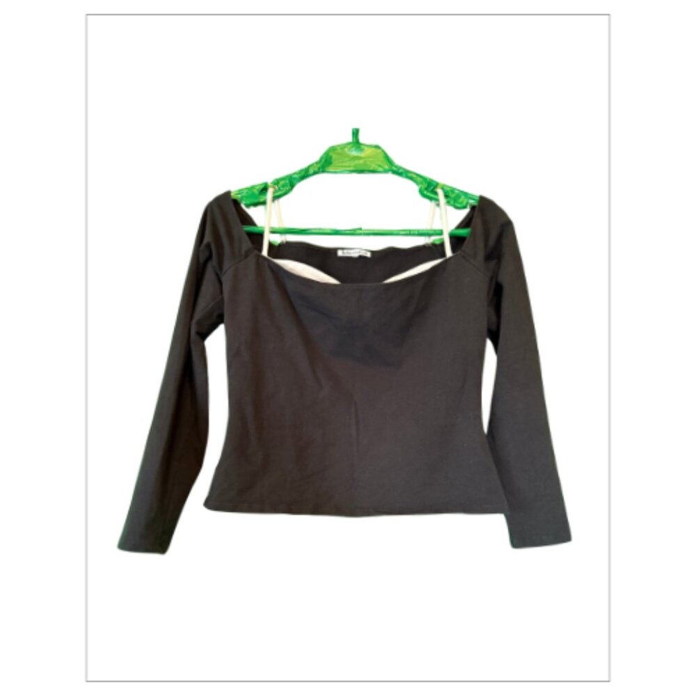 Gently Worn Black REFORMATION Off-Shoulder Half Top Size M (BB0232)